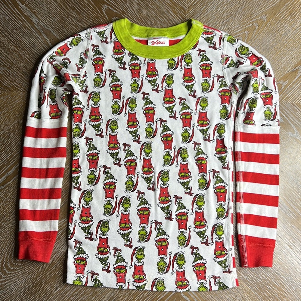 DR. SEUSS BY HANNA ANDERSSON Grinch Print Stripe Unisex Pajama Top 130CM